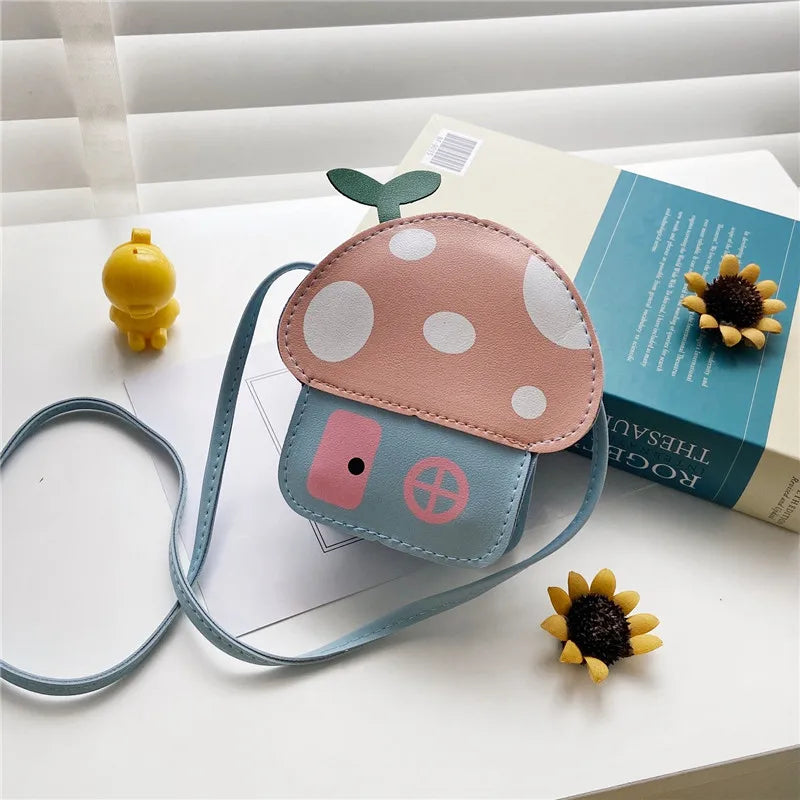 New Cute Girls Mushroom Purse Handbags Fashion Baby Kids Mini Crossbody Bags Children Small Shoulder Bags Wallet