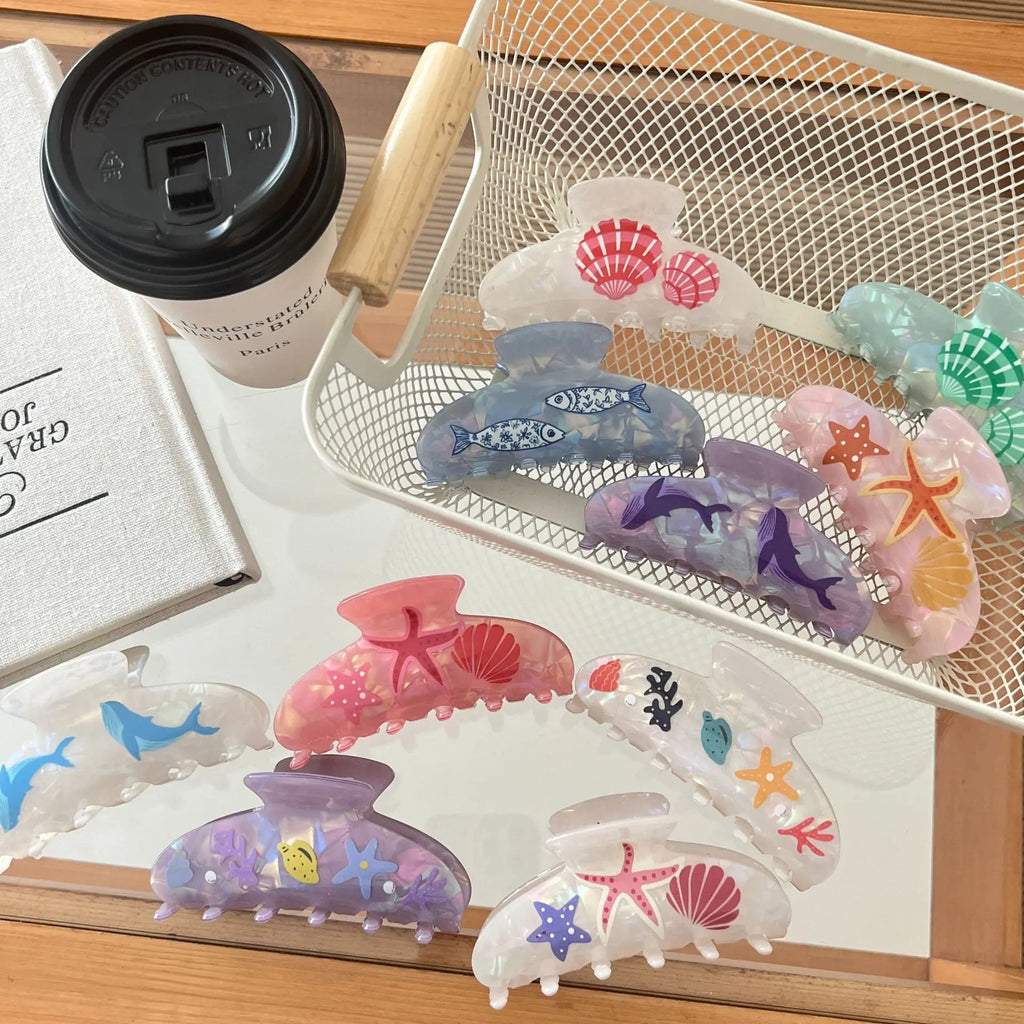 Starfish Shell Hair Claw Clips
