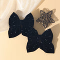 2PCS/Set Girl's Favorite Cute Bow Hair Clip Diamond Embellished Velvet Solid Color Bow Alloy Safe Hair Accessory Kids Gift