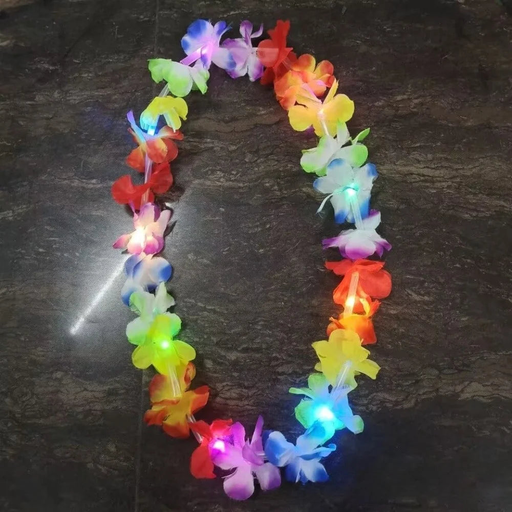 95CM Thickened Hawaiian Hula Dance Garland Collar Bohemian LED Belt Necklace For Women Beach Show Party Jewelry