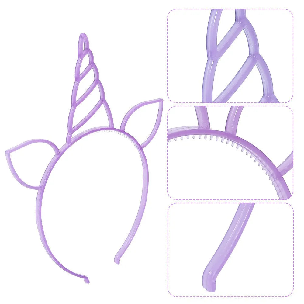 6/12PCS Girls Noctilucent Unicorn Headbands Women Headband Plastic Teeth Hairbands Kids Family Decoration Party Hair Accessories glow up festivals discos