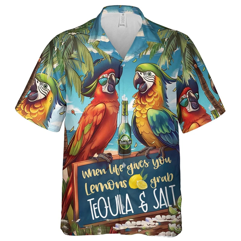 Parrot Shirts Hawaii Short Sleeve