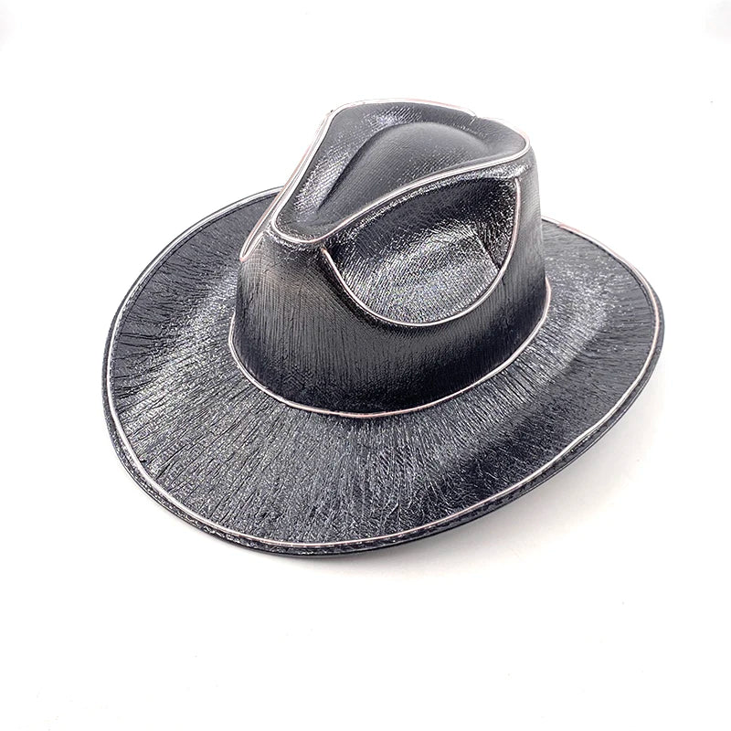 New Arrival Pearlescent Cowboy Hat Dance Costume Decorate Glowing Cowgirl Cap Glowing For Neon NightClub