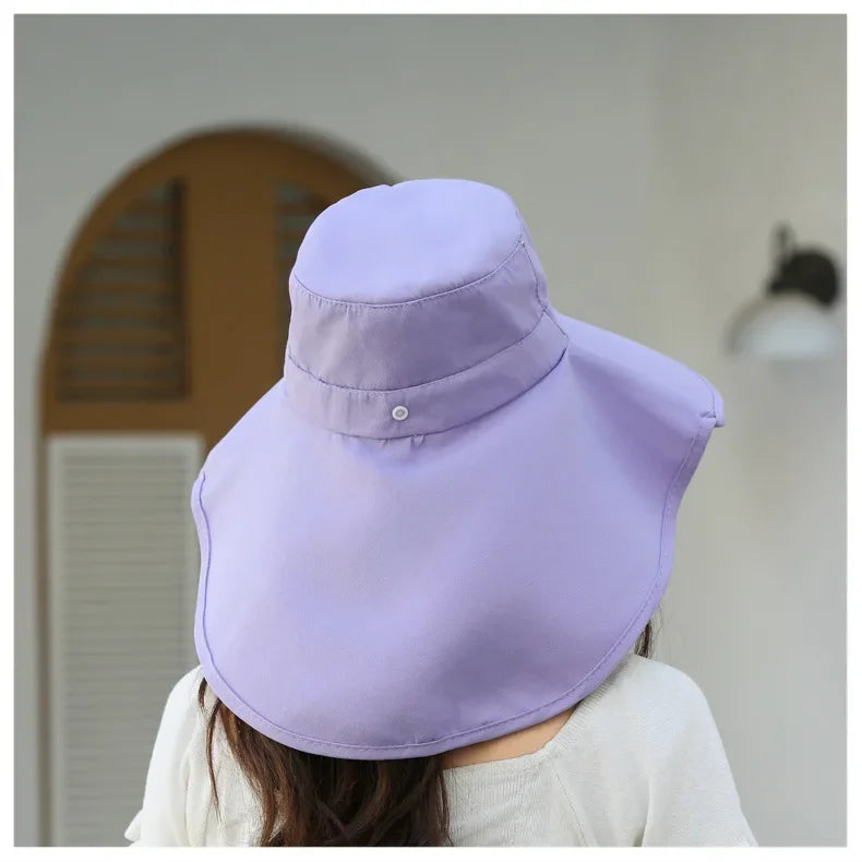 Outdoor Sun Bucket Hat for Women Girls Fishing Hat Wide Brim Bucket Hat with Neck Cover 50+ UPF Protection Safari Cap