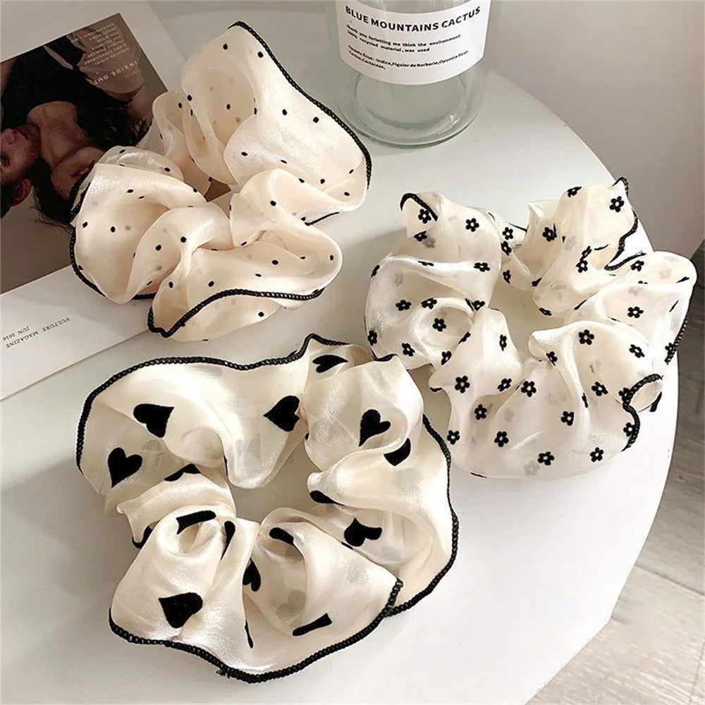 3 x Polka Dot Printed Hair Scrunchies