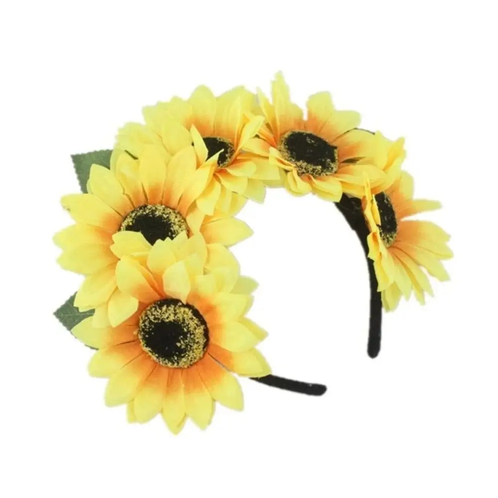 New Cloth Sunflower Headband Bohemian Style Yellow Flower Shape Hair Hoop Adjustable Headband Girls festival party music