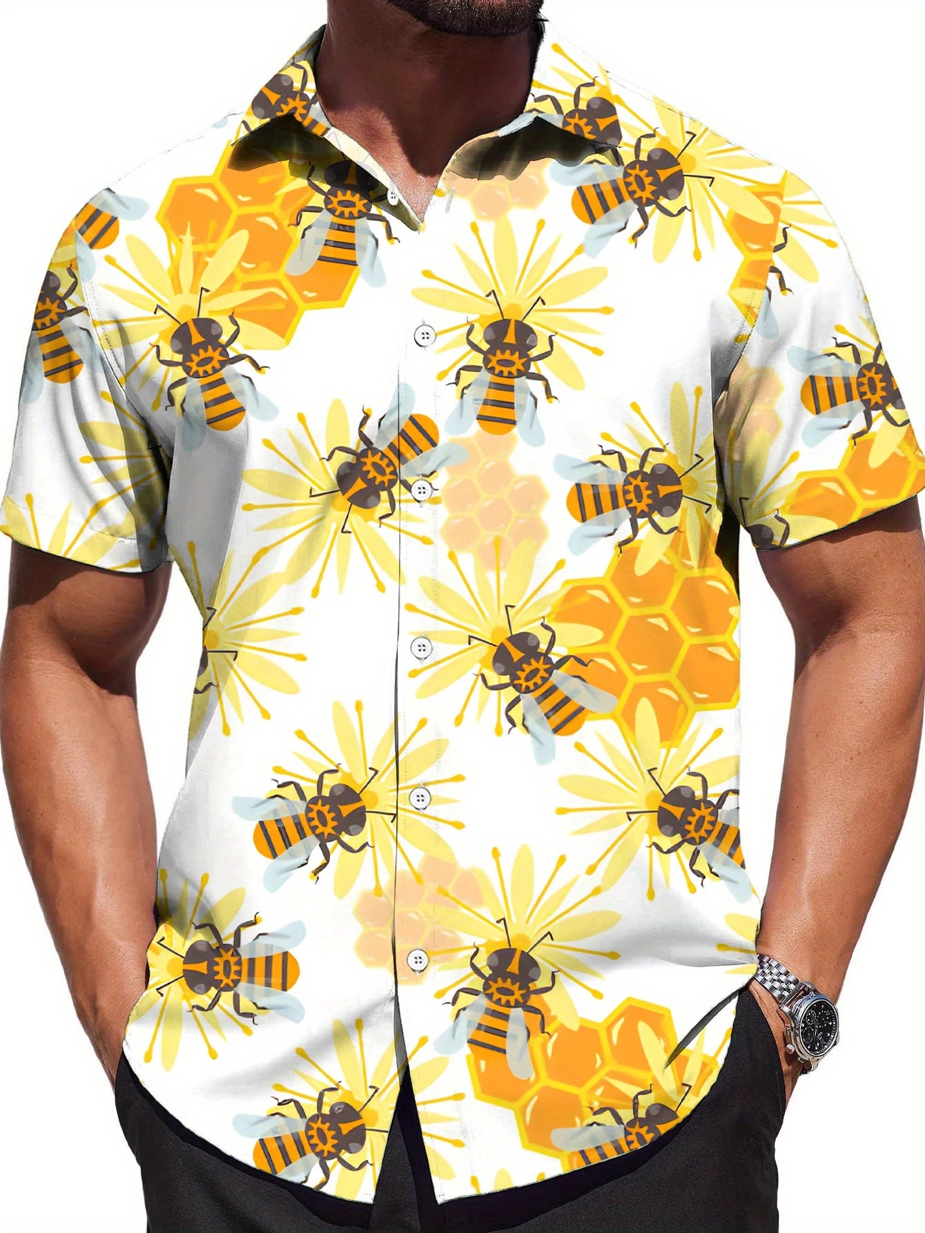 Mens Hawaiian Bee Print shirt