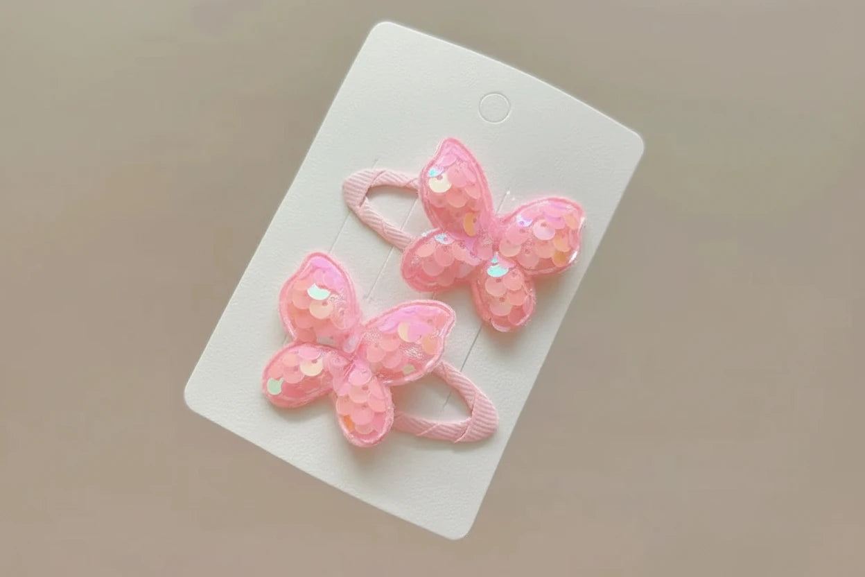 2PCS New Princess Scaly Heart Girls Hairpins Children Lovely Headwear Hairgrip Hair Clips Barrettes Hair Accessories butterfly star party