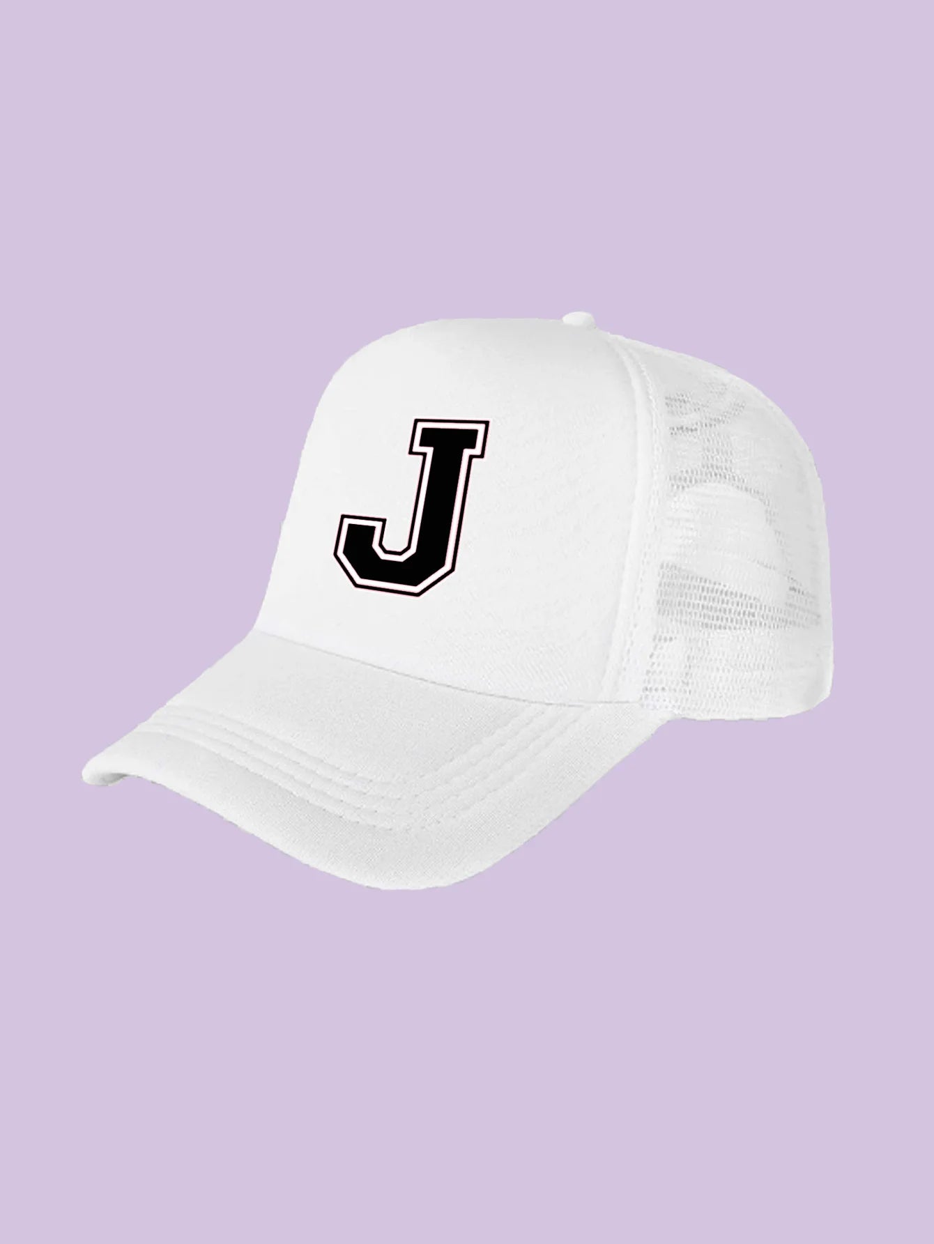 1Pc children's 26 letter printed baseball cap, fashionable sunshade duckbill cap for spring summer, breathable mesh trucker cap Initial cap