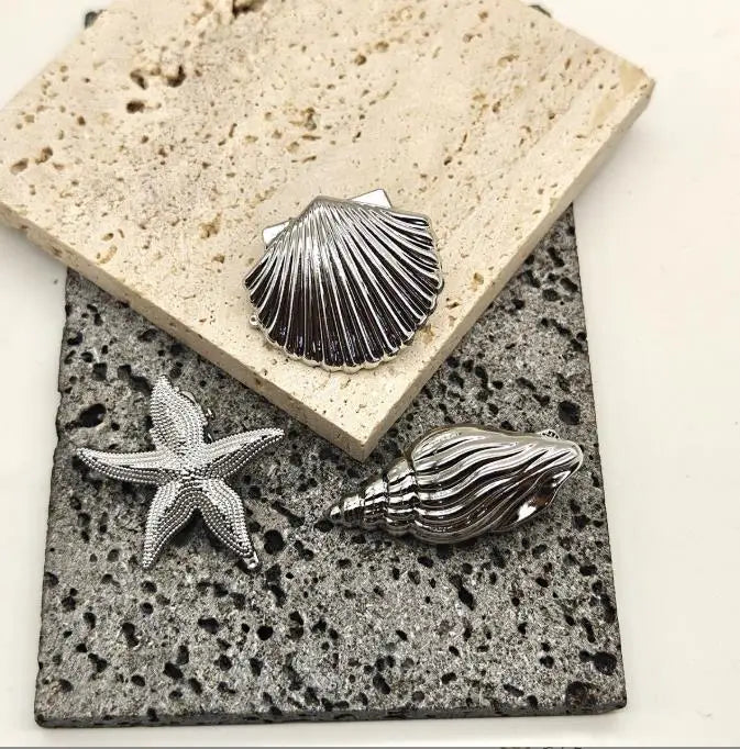New Fashionable Europe and America Golden Starfish Shell Duckbill Hair Clip for Women Elastic Girl Hair Accessories Headwear cruise holiday beach party