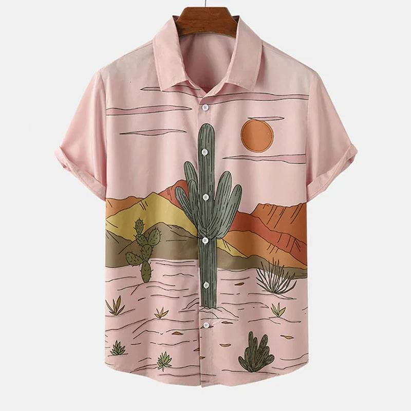 Cactus Shirt Men Print  Hawaiian
