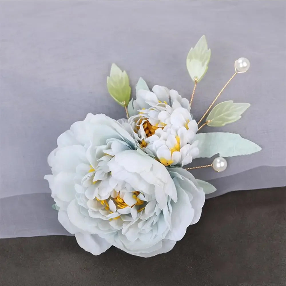 Bridal Wedding Party Hair Styling Pins Barrettes for Women Silk Flower Pearl Hair Clips Bride Headpiece Bridesmaid Flower Brooch