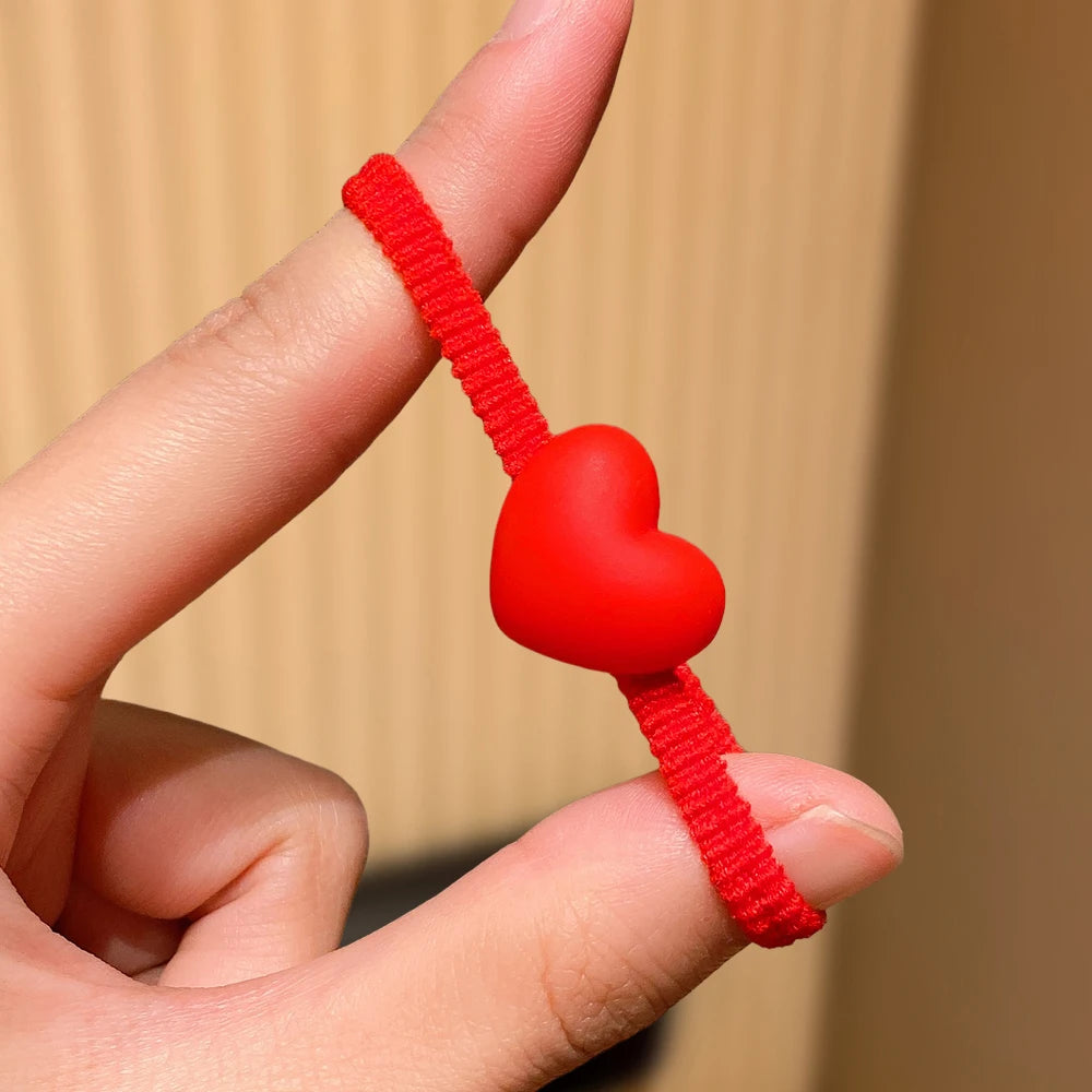 10pcs Red Heart Hair Ties Cute And Sweet Suitable Gift for Girls Enhances Styling Sweetness Ideal for Daily And Festive Occasion