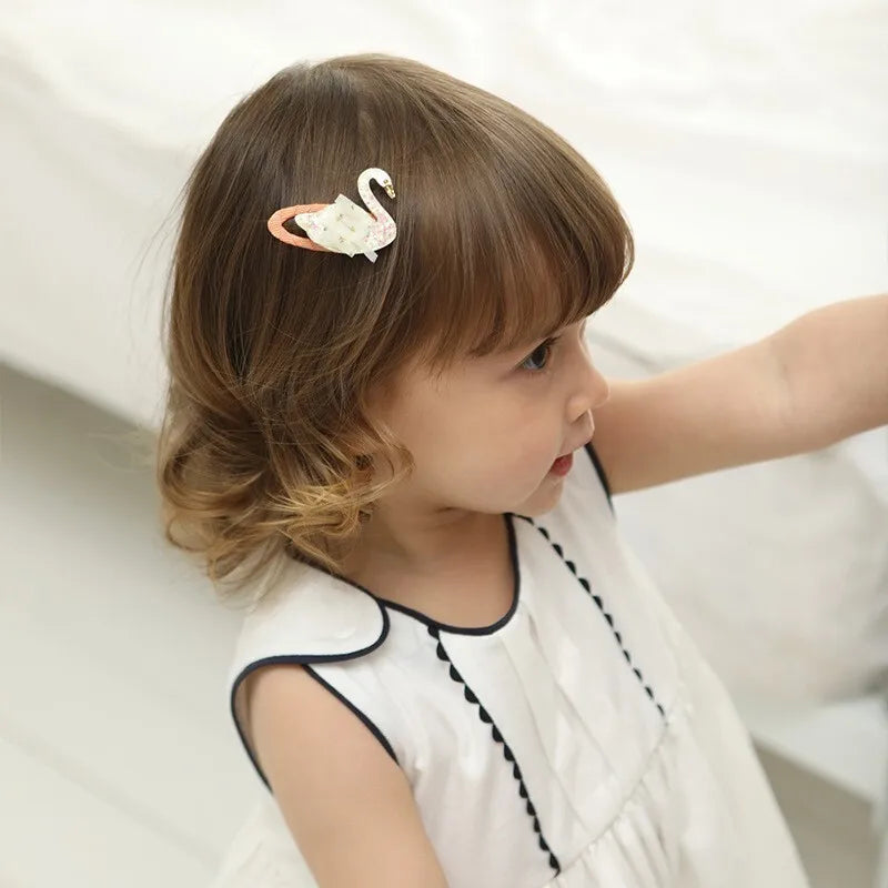 2 Pcs Cute Baby Girl Hair Clip Hairpin Accessory Rose Kids Children Headwear Infant Photo Props Bird Unicorn Fox Swan Star Heart