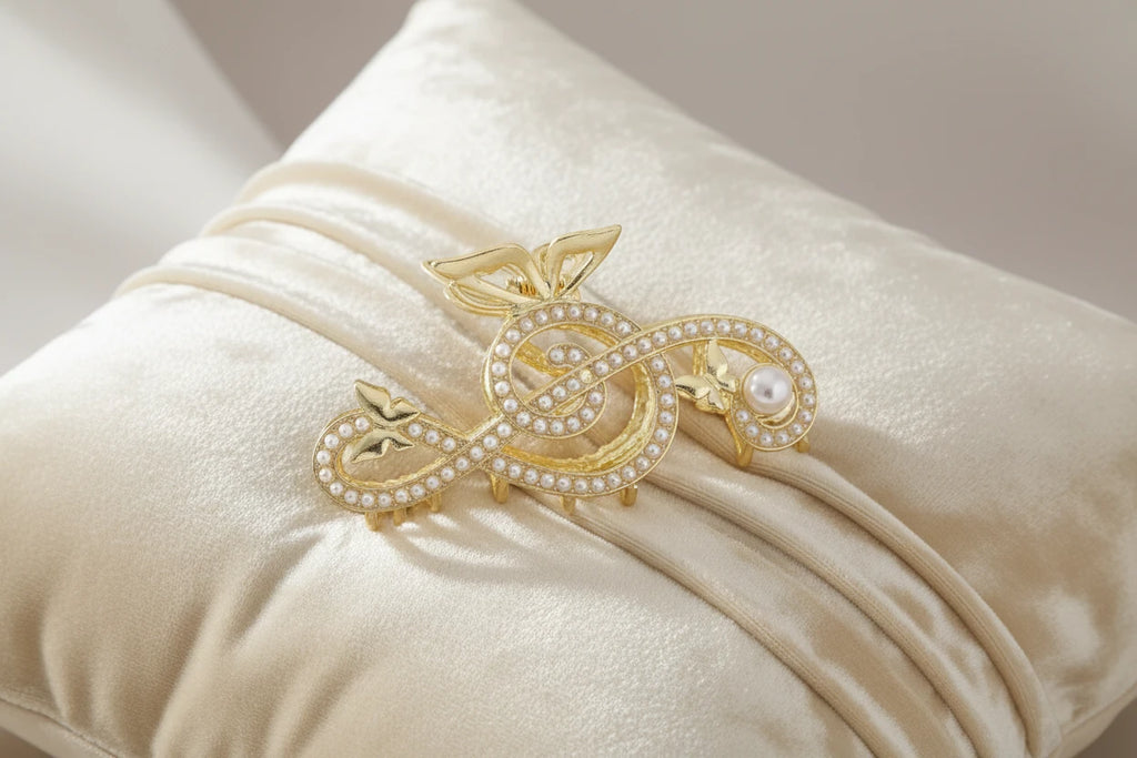 10.5cm metal claw clip ladies  For Women  Ponytail Hair  Hair Clips Ladies Pearl Rhinestone Butterfly Hair Accessories music teacher gift musician