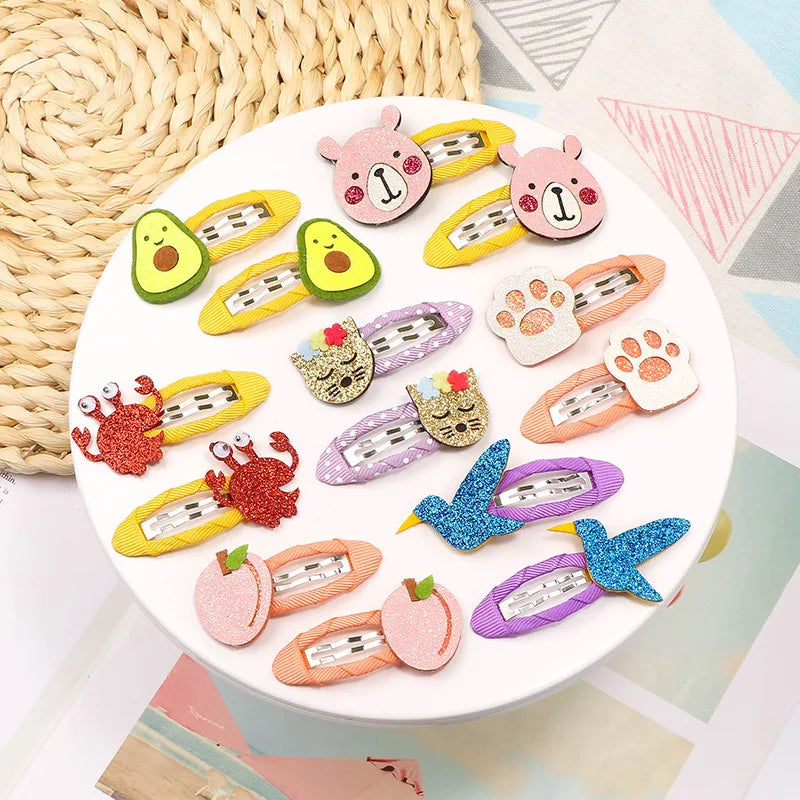 2 Piece Baby Girl Hairpin Hair Clip Accessory Kids Children Headwear Photography Toddler Animal Fruit Kitty Rabbit Shell Flower
