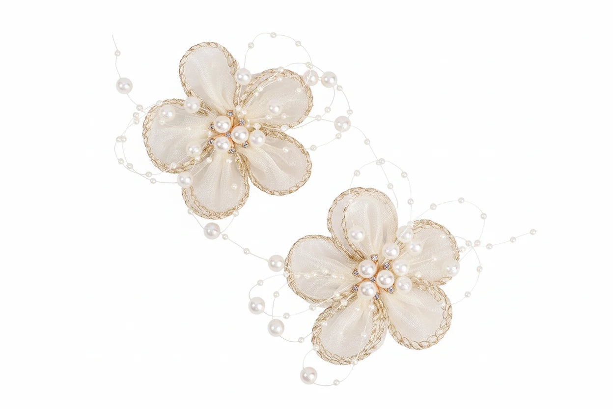 2Pcs Chiffon Floral Hairpins Sweet Flower Coral Fairies Hair Clip Princess BarrettesFor Girl Kids Women Accessories Headwear