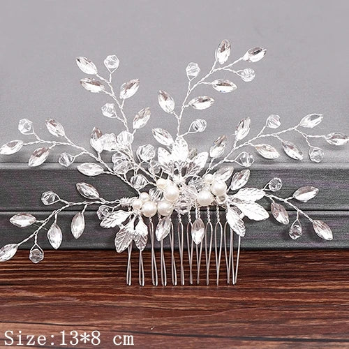 Wedding Hair Combs Bridal Hair Accessories For Women Hair Jewelry Silver Color Pearl Rhinestone Head Jewelry Women Accessoriesx