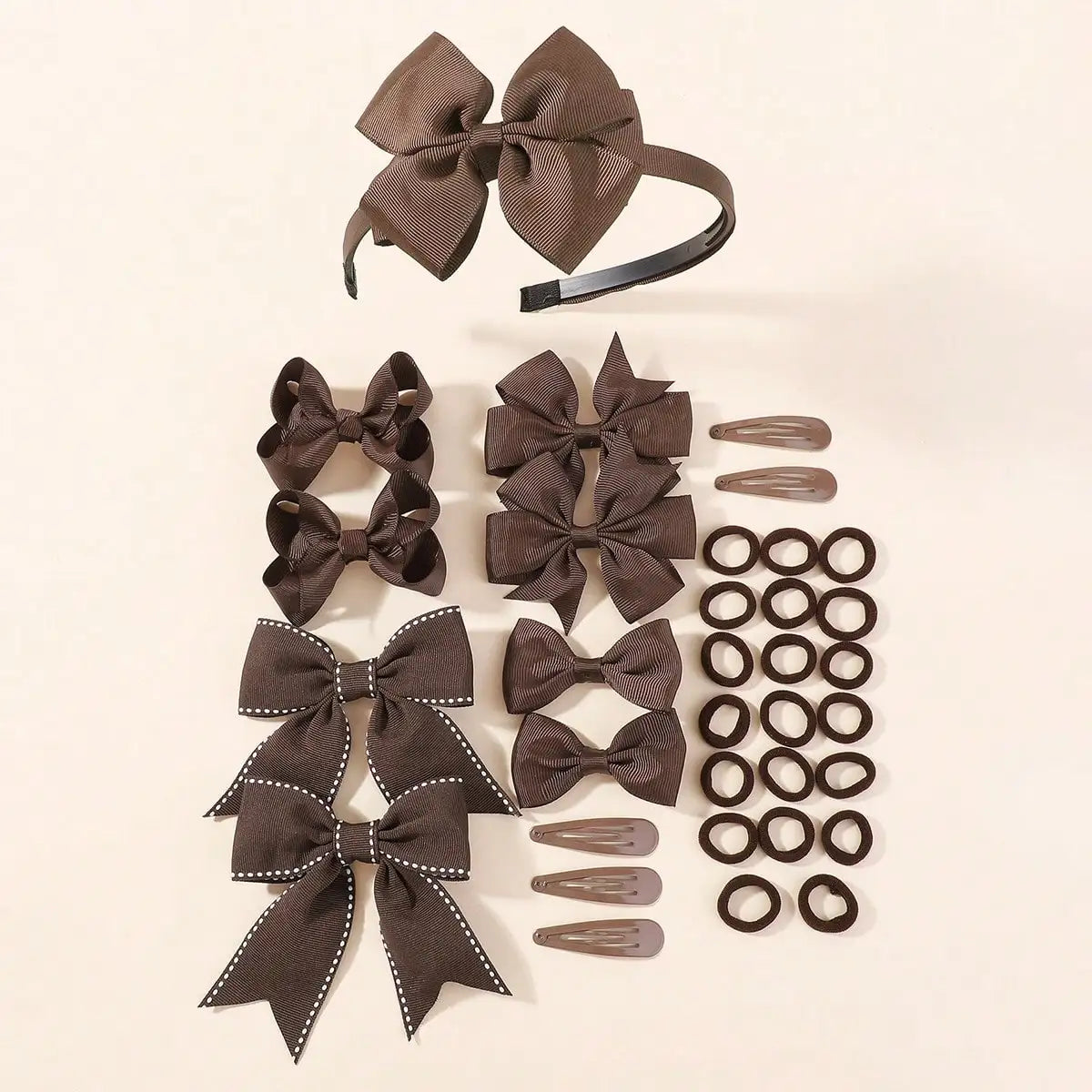 34Pcs/Set New Fashion Layered Hairbands Ribbon Bows Headband hair clips BB clips Hair Ties Handmade Hair Accessories Girls great gift