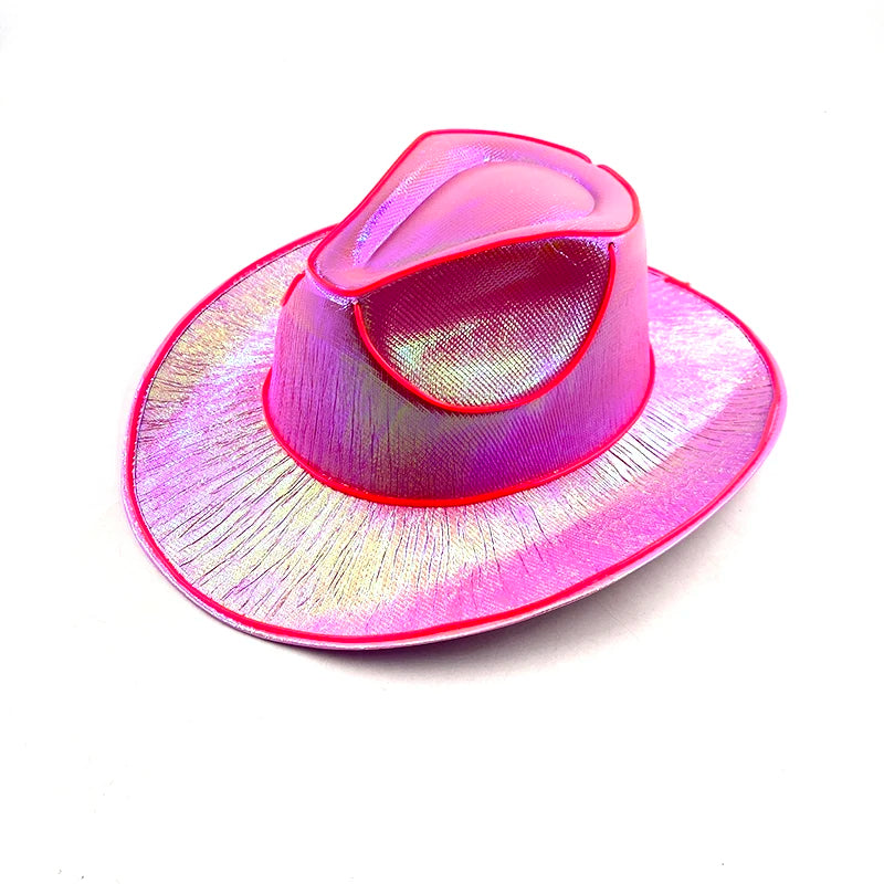 New Arrival Pearlescent Cowboy Hat Dance Costume Decorate Glowing Cowgirl Cap Glowing For Neon NightClub