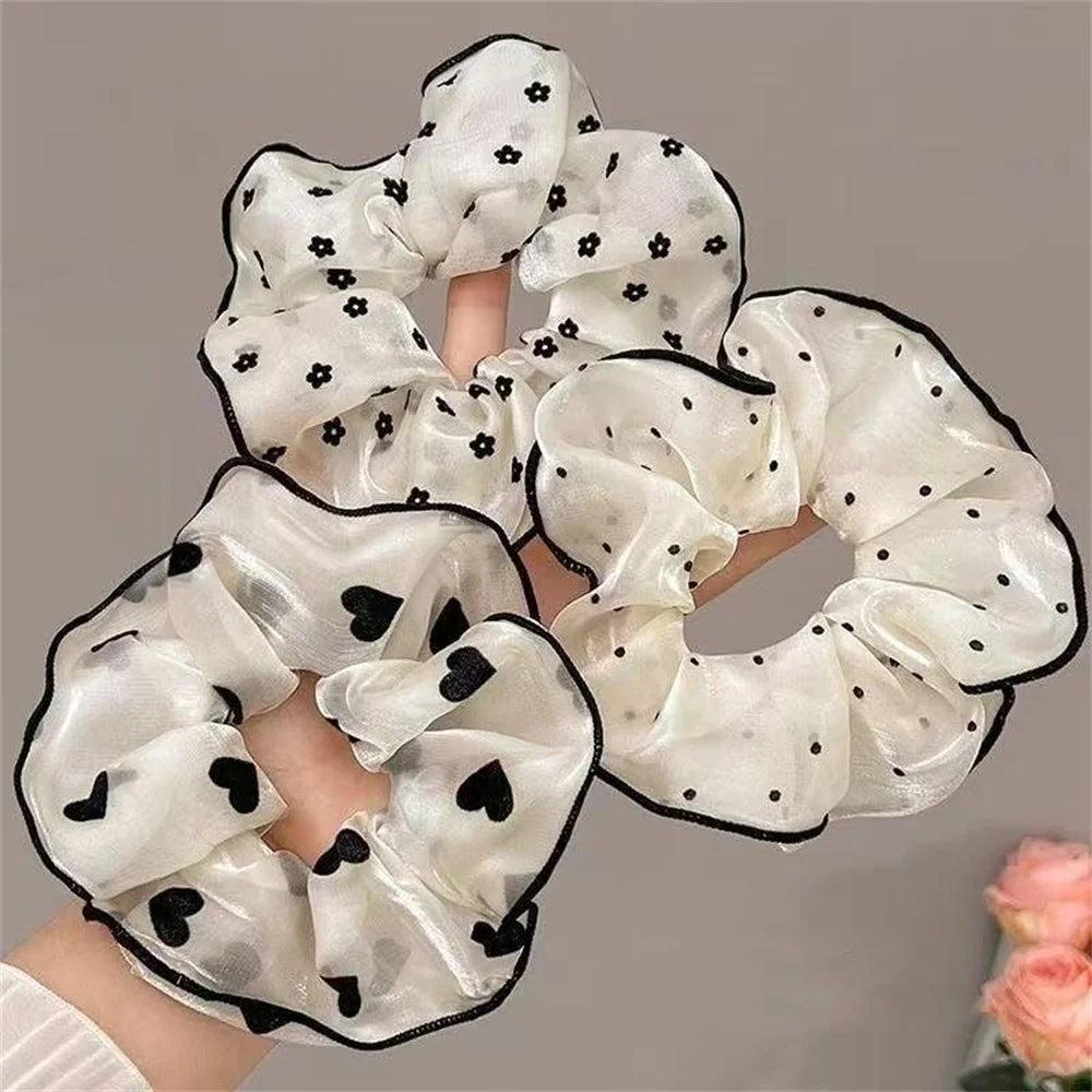 3 x Polka Dot Printed Hair Scrunchies