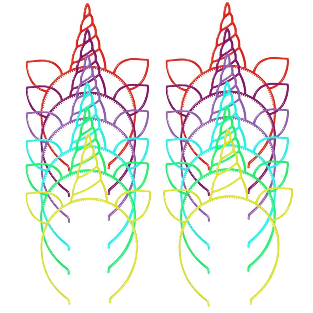6/12PCS Girls Noctilucent Unicorn Headbands Women Headband Plastic Teeth Hairbands Kids Family Decoration Party Hair Accessories glow up festivals discos