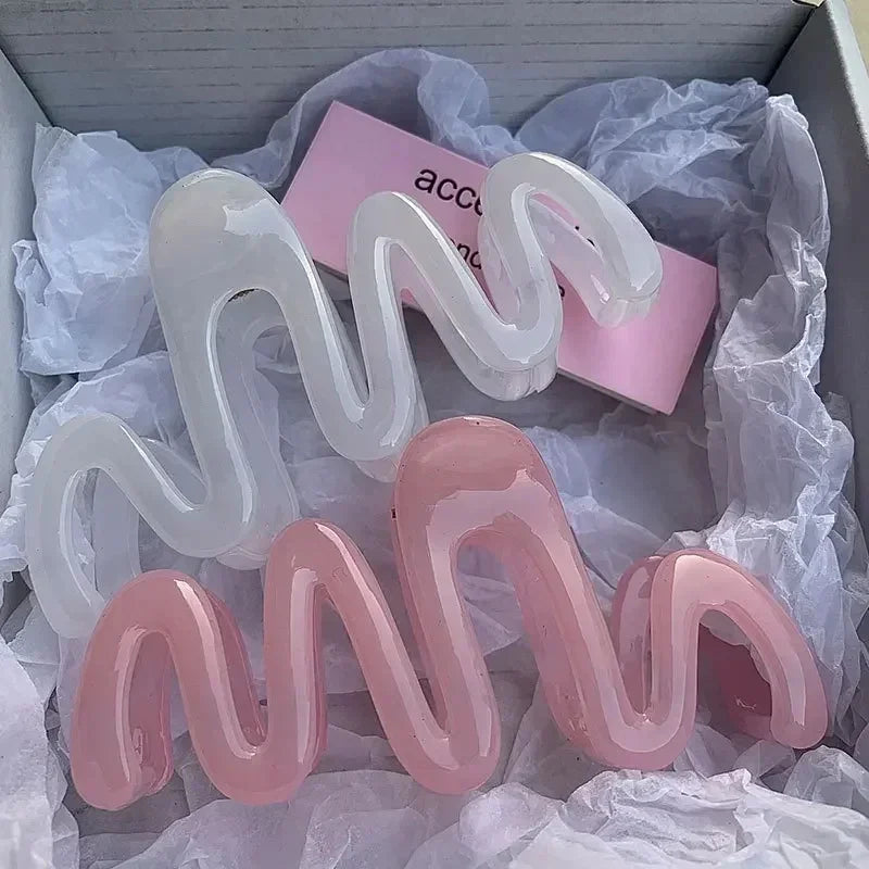 New Colorful Jelly Wave Hair Claw  clip          Hairpin Women Girls Fashion Design  Sweet Simple Irregular Hair Clip Headwear holidays  school everyday