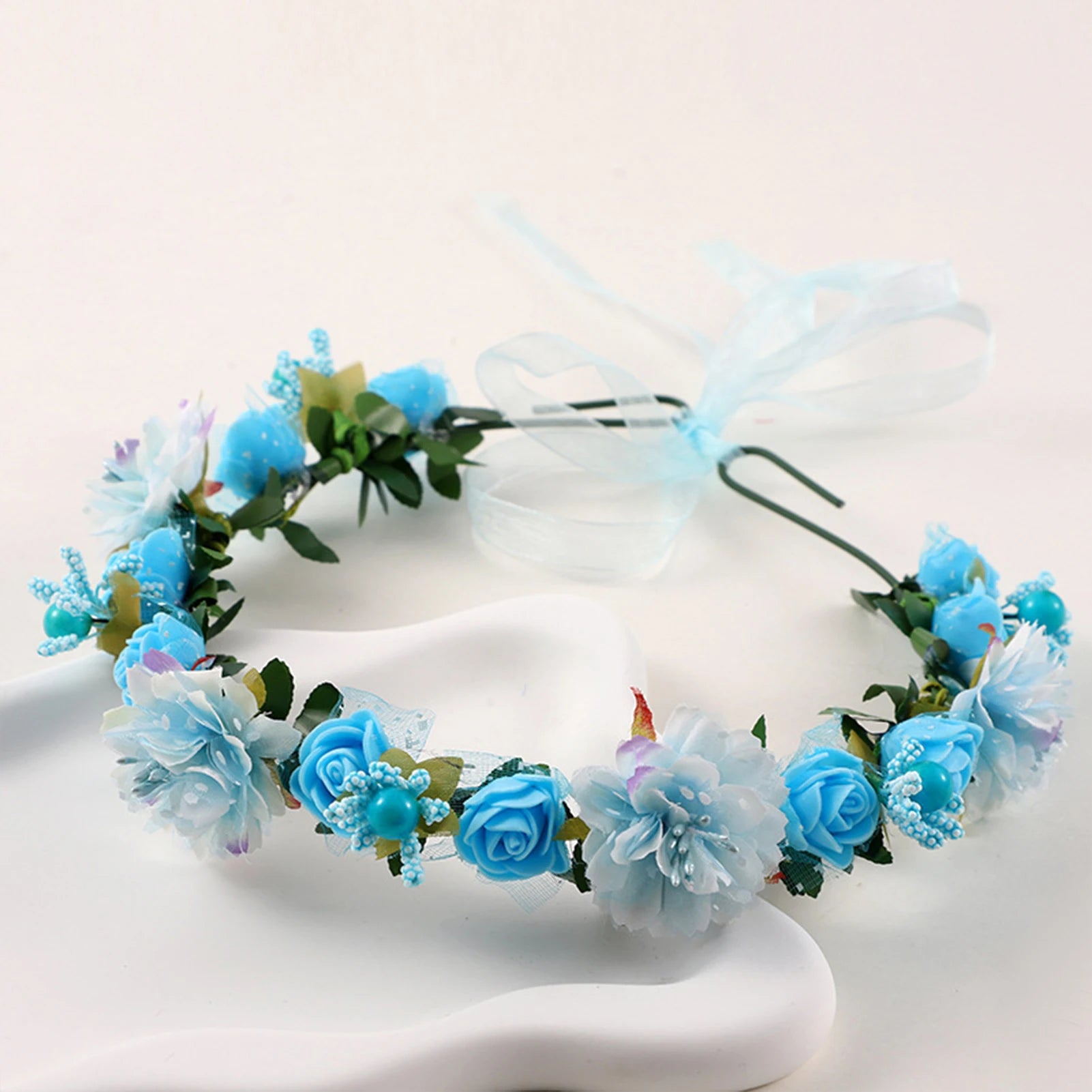 Bridal Flower Crown Headpiece DIY Hair Accessory for Wedding Bride Party Decoration Floral Wreath Hairband Hair Styling