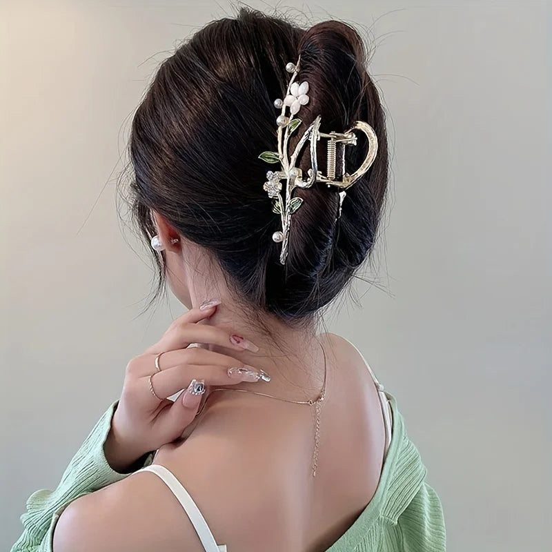 1pcs Fashion Branches  Flowers & Pearl Rhinestone Claw Clip For Women Girls Party Hair Accessories