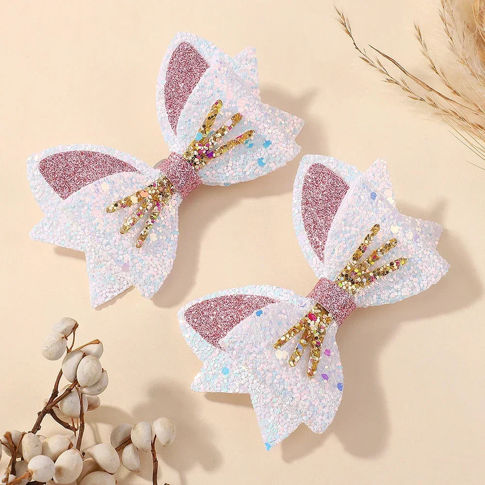 2Pcs/Set Gold pussy Cat Ear Hair Clips for Baby Girls Glitter Cartoon Animal Hairpin Barrettes Lovely Headwear Hair Accessories fancy dress