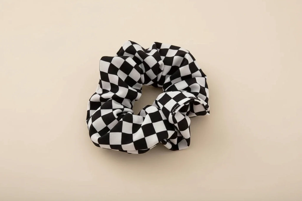 Checkered Satin Scrunchie