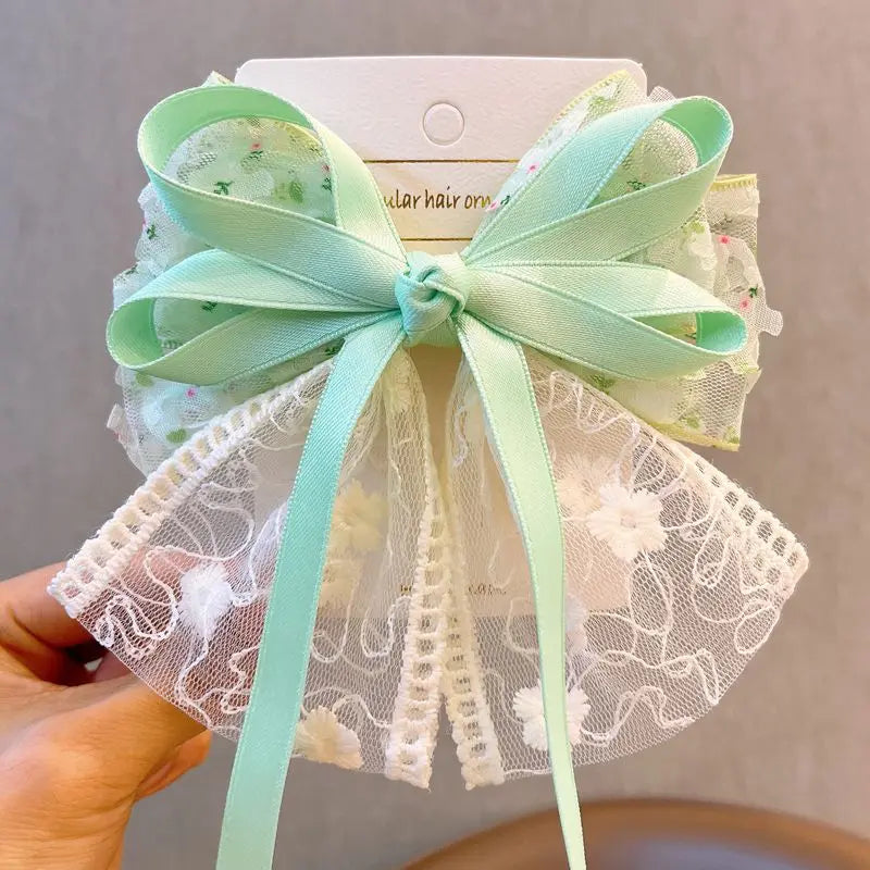 Women's Hair Clips Floral Bow Cute pretty party  Girl's Barrettes Ribbon Lace Fashionable Trendy  Hair Accessories Children cruise wedding holiday