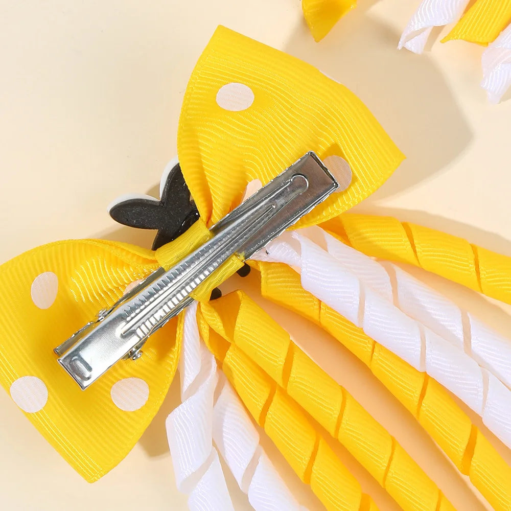 2Pcs Cute Bees Ladybug Hair Clips Insect Ponytail Hairpin Girls Kids Children's Trendy Animal Playful Headwear Hair Accessories