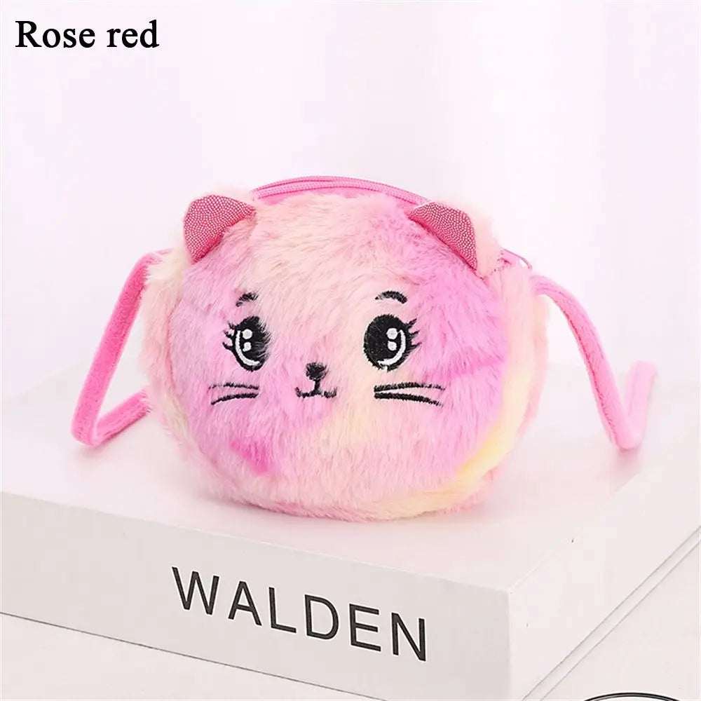 Rainbow Colour Cat Messenger Shoulder Bag Purse for Kids Mini Lovely Pockets Plush Stuffed Dolls Soft Handbags Gift for Girls little cute holiday bag