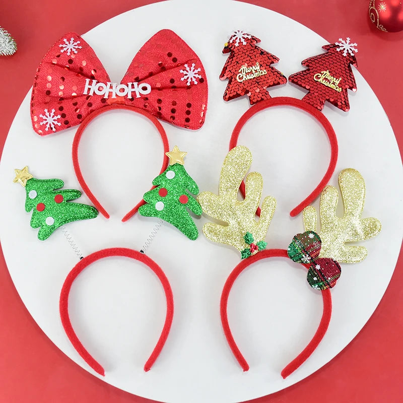 Cartoon Christmas Headband Santa Claus Elk Xmax Tree Hair Accessories Adult Kids 2024 Christmas Decoration Navidad New Year Gift fancy dress headbands