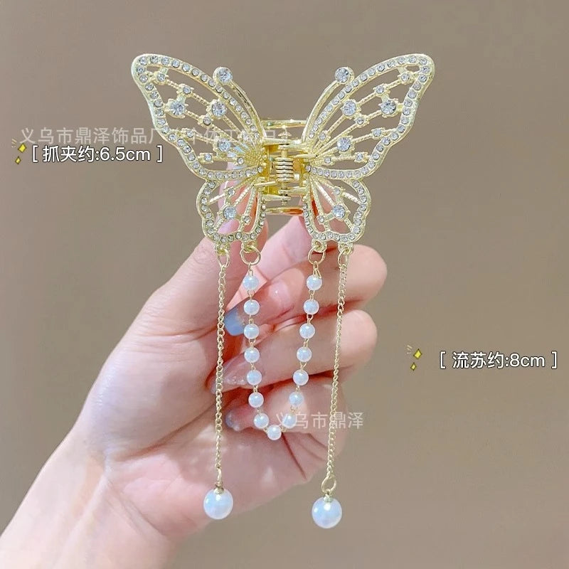 Fashion Shark Crab Clips Girls Hairpin Hair  Women Crystal Simple Hair Clip Butterfly Pearl Tassel Metal Hair Claw Accessories cruise holiday beach party elegant hair special occasion