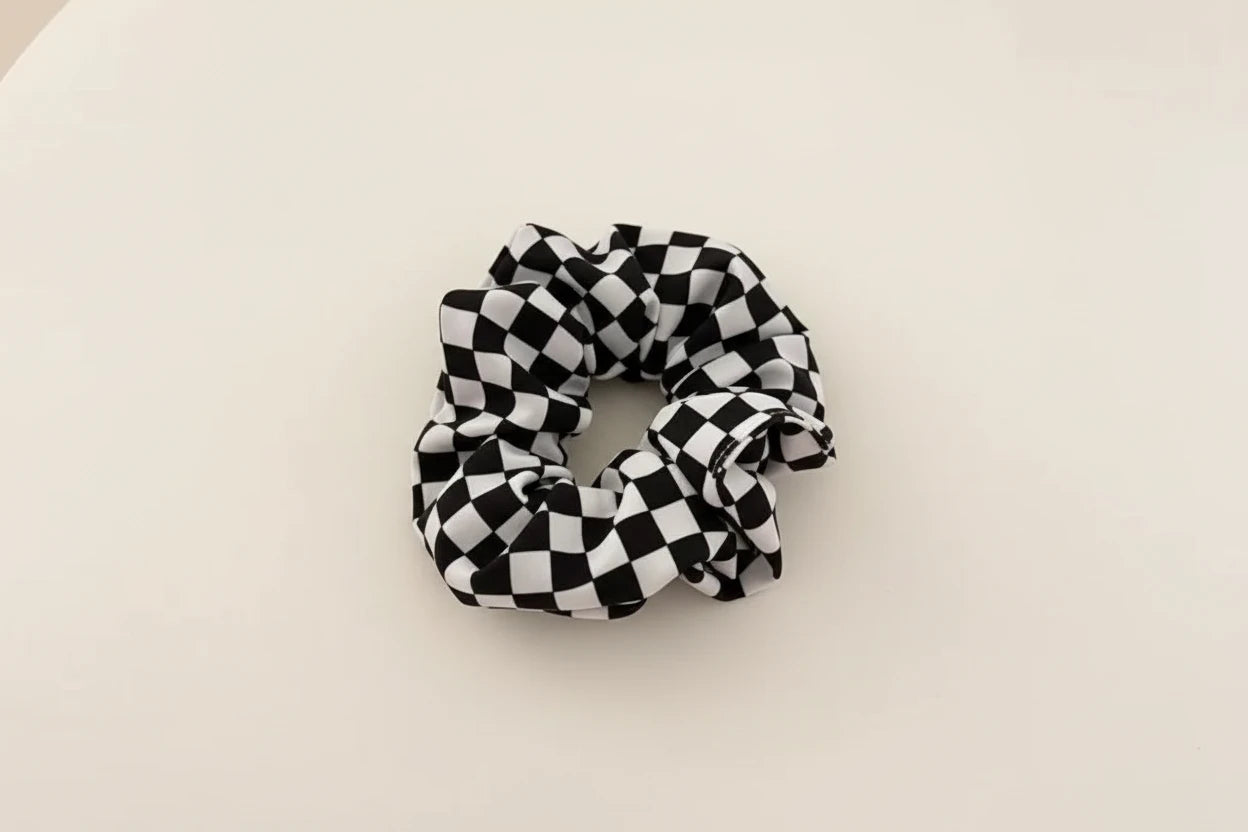 Checkered Satin Scrunchie
