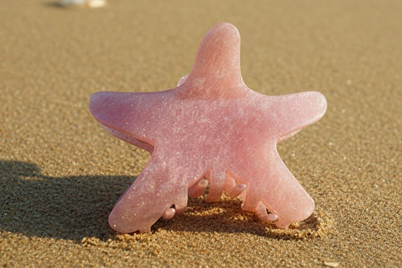 Summer Beach Vacation Style Starfish Hair Clip Shark Clip Colorful Starry Sky Back-of-Head Hair Accessory Pentagon Star Hair Clip holidays girls ladies cruise