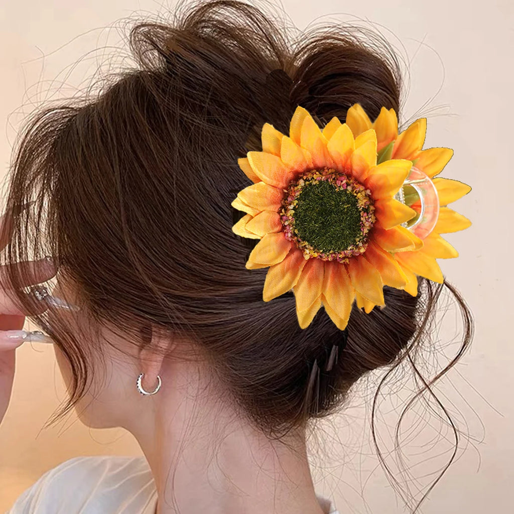 Sweet  Flower Hair Clips Fun Sunflower Italy trip  Hair Claw clip Hairpin for Women Floral Claws Fashion Girl Hair Accessories Gift summer pretty gorgeous for holiday beach party’s