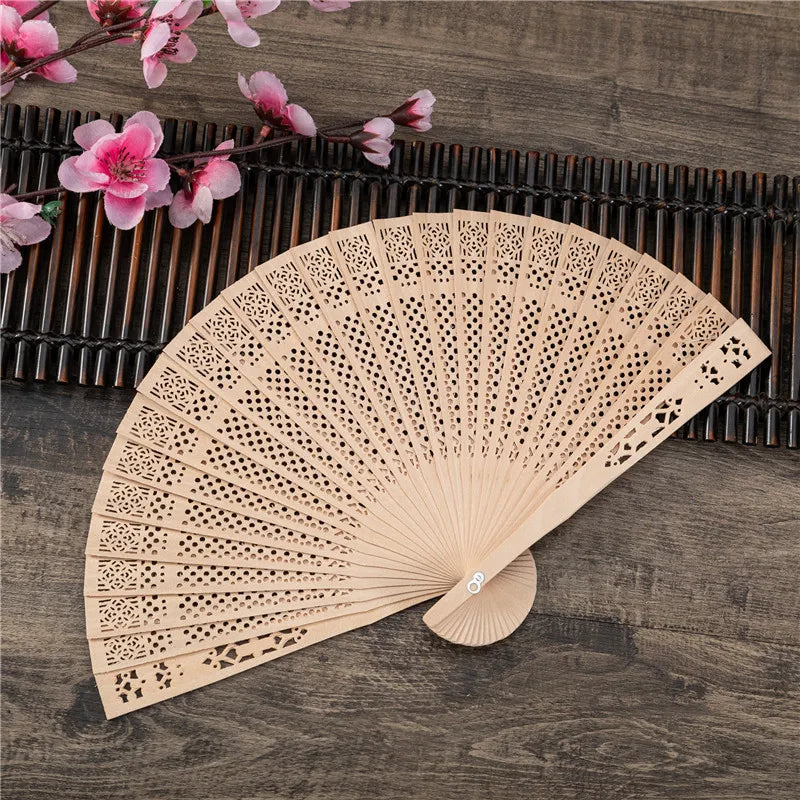 8 Inch Fragrant Wood Fan Folding Fan Handheld Fan Wedding Party Home Decoration Ornaments Gift Wedding Party Accessories