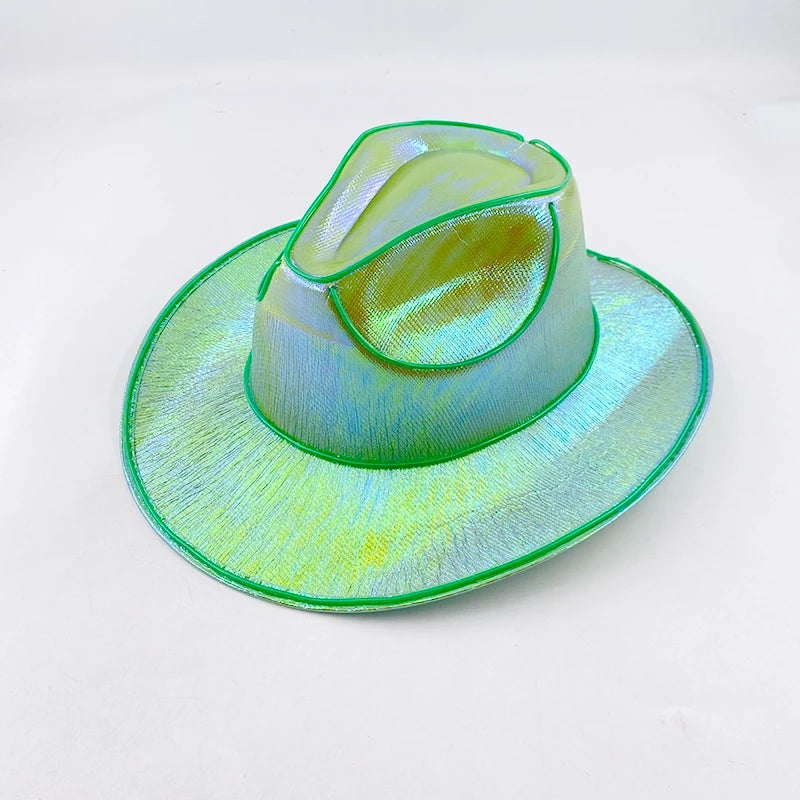 New Arrival Pearlescent Cowboy Hat Dance Costume Decorate Glowing Cowgirl Cap Glowing For Neon NightClub