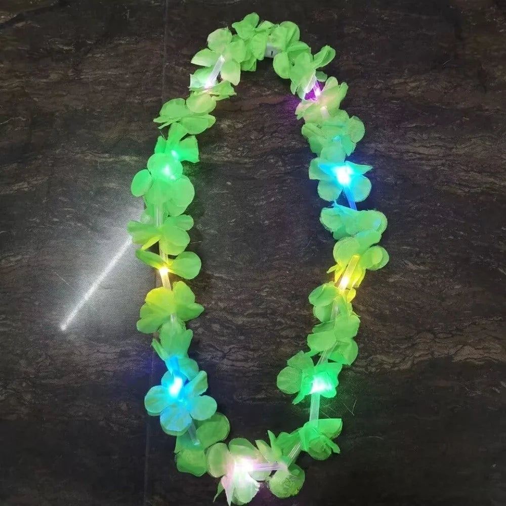 95CM Thickened Hawaiian Hula Dance Garland Collar Bohemian LED Belt Necklace For Women Beach Show Party Jewelry