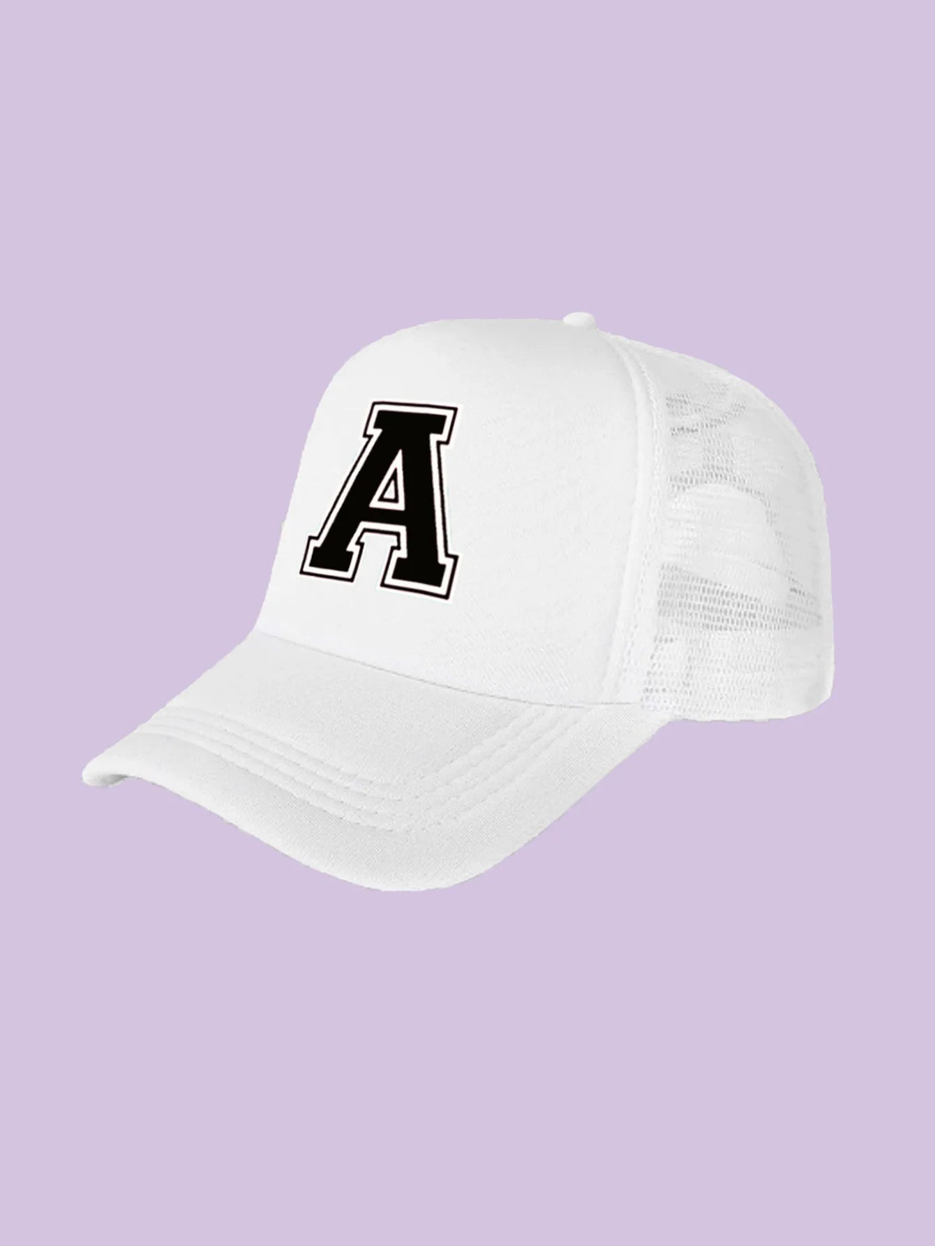 1Pc children's 26 letter printed baseball cap, fashionable sunshade duckbill cap for spring summer, breathable mesh trucker cap Initial cap