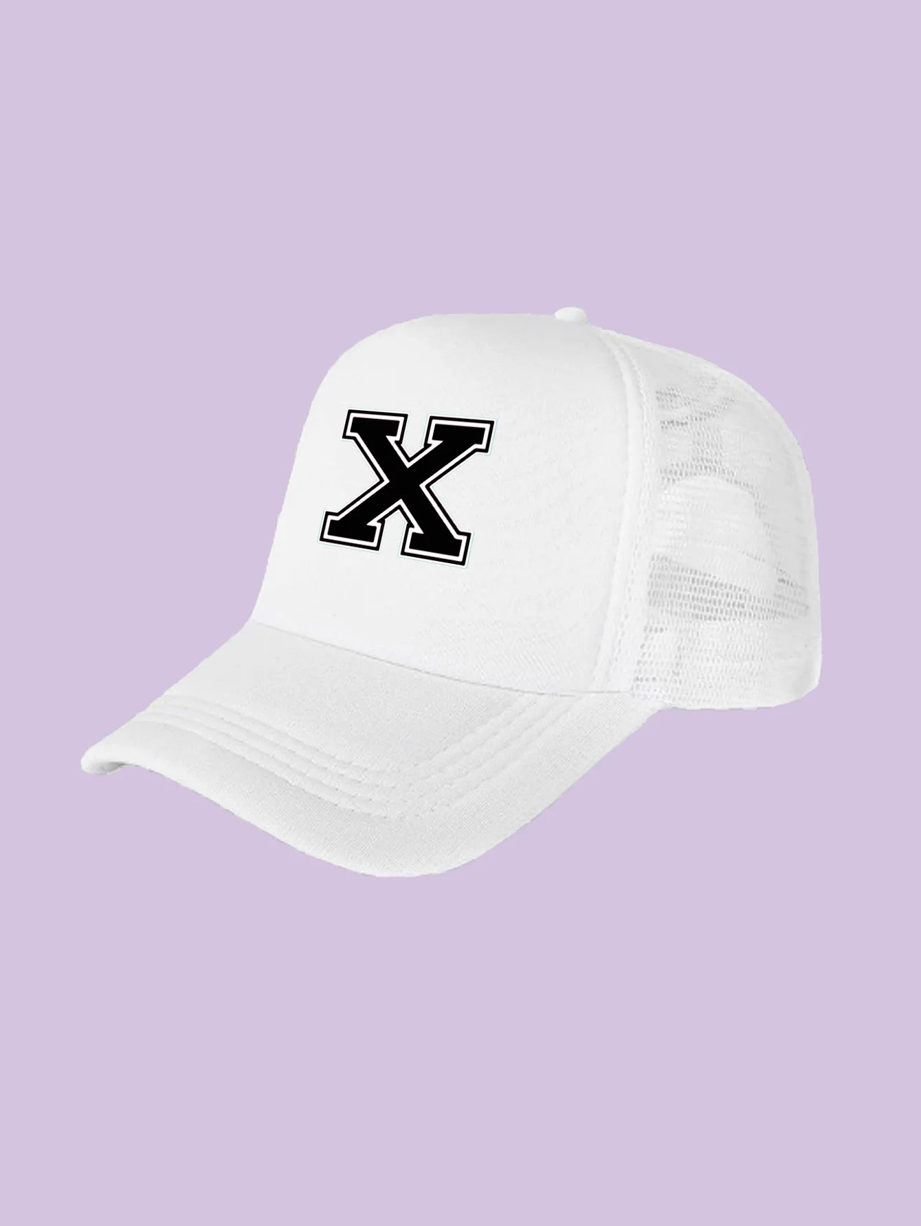 1Pc children's 26 letter printed baseball cap, fashionable sunshade duckbill cap for spring summer, breathable mesh trucker cap Initial cap