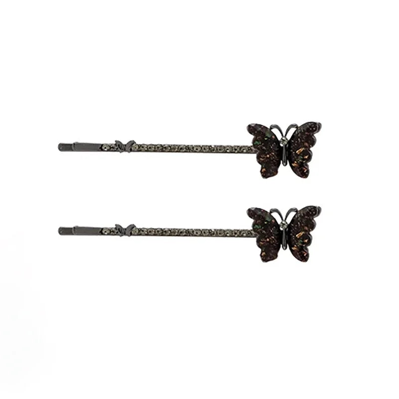 2Pcs/set Super Fairy Rhinestone Butterfly Hairpins Cute and Sweet Women's Bangs Side Clip Korean Style Hair Clip Headdress