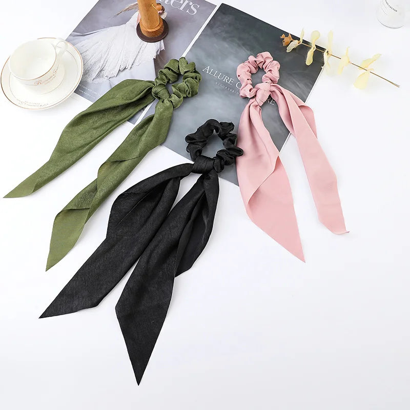 Fashion Dots Scrunchies Long Hair Rope Korean Hair Ties for Women Ponytail Scarf Sweet Elastic Hair Band Hair Accessories