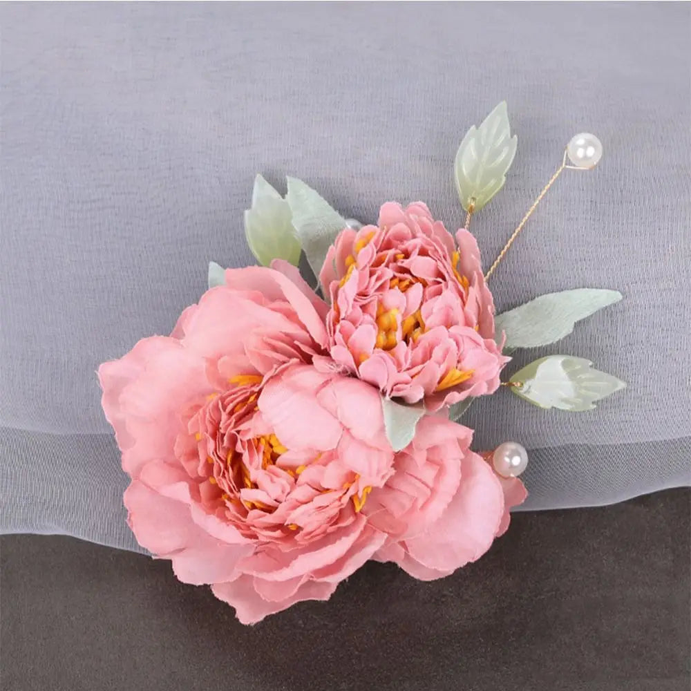 Bridal Wedding Party Hair Styling Pins Barrettes for Women Silk Flower Pearl Hair Clips Bride Headpiece Bridesmaid Flower Brooch