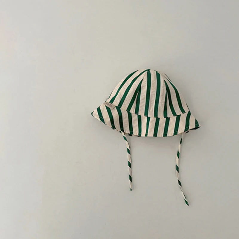 Double Sided Baby Bucket Hat Solid Color Striped Plaid Fisherman Cap for Infant Panama Bonnet Summer Kids Sun Visor Hats 6 month to 18 month