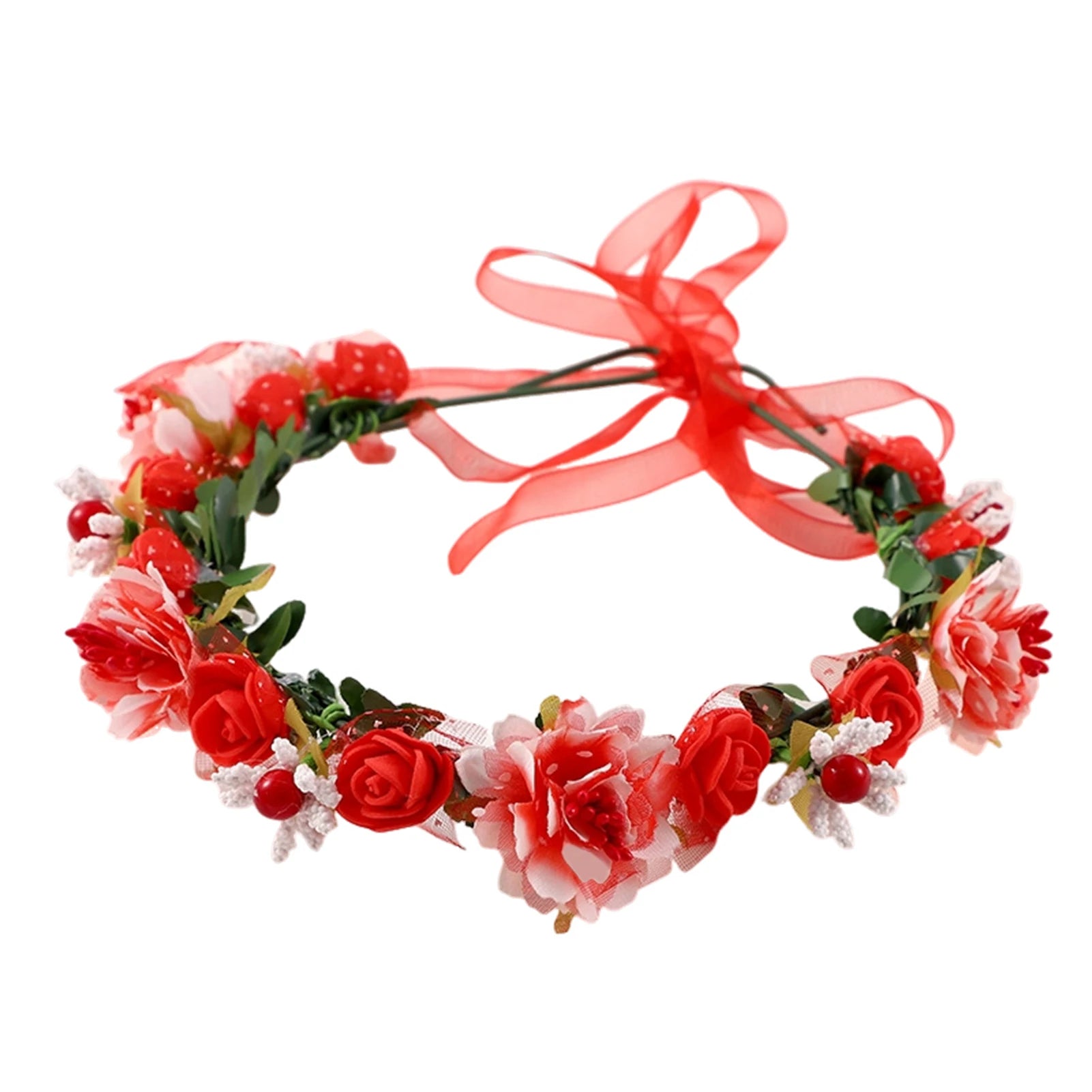 Bridal Flower Crown Headpiece DIY Hair Accessory for Wedding Bride Party Decoration Floral Wreath Hairband Hair Styling