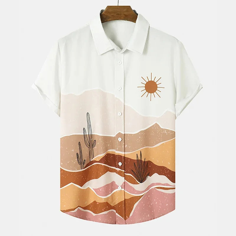 Cactus Shirt Men Print  Hawaiian